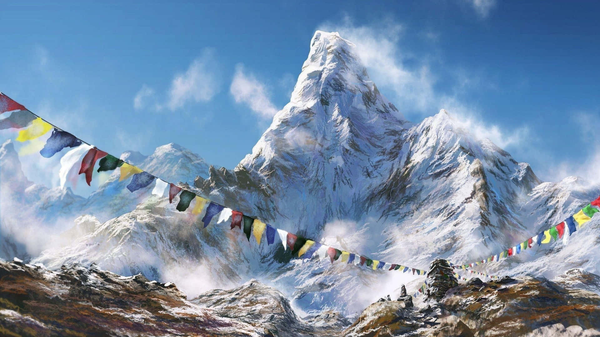Attta In Den Fantastiska Utsikten Av Den Fantastiska Himalayabergen.