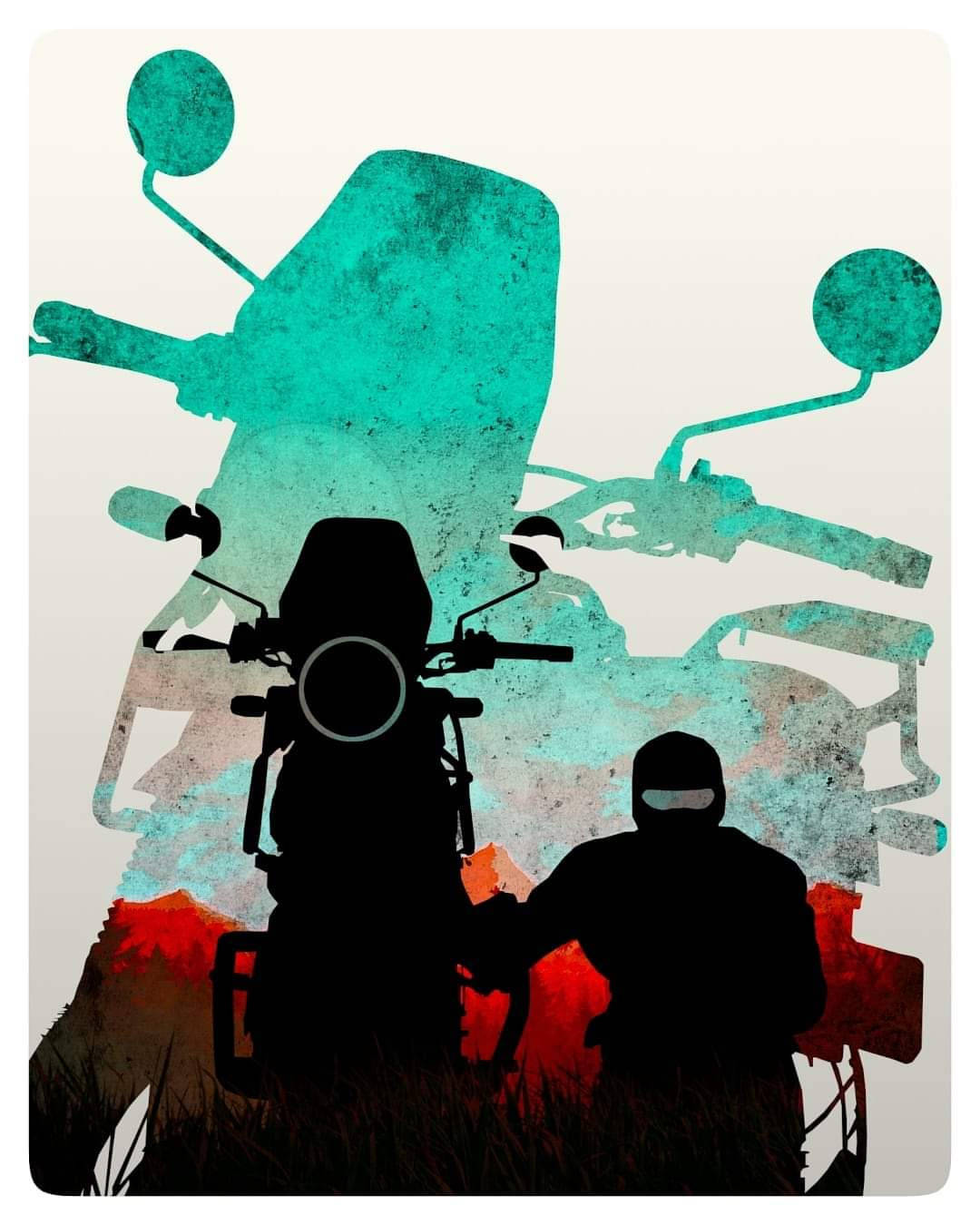 Himalayan Bike And Rider Art Background