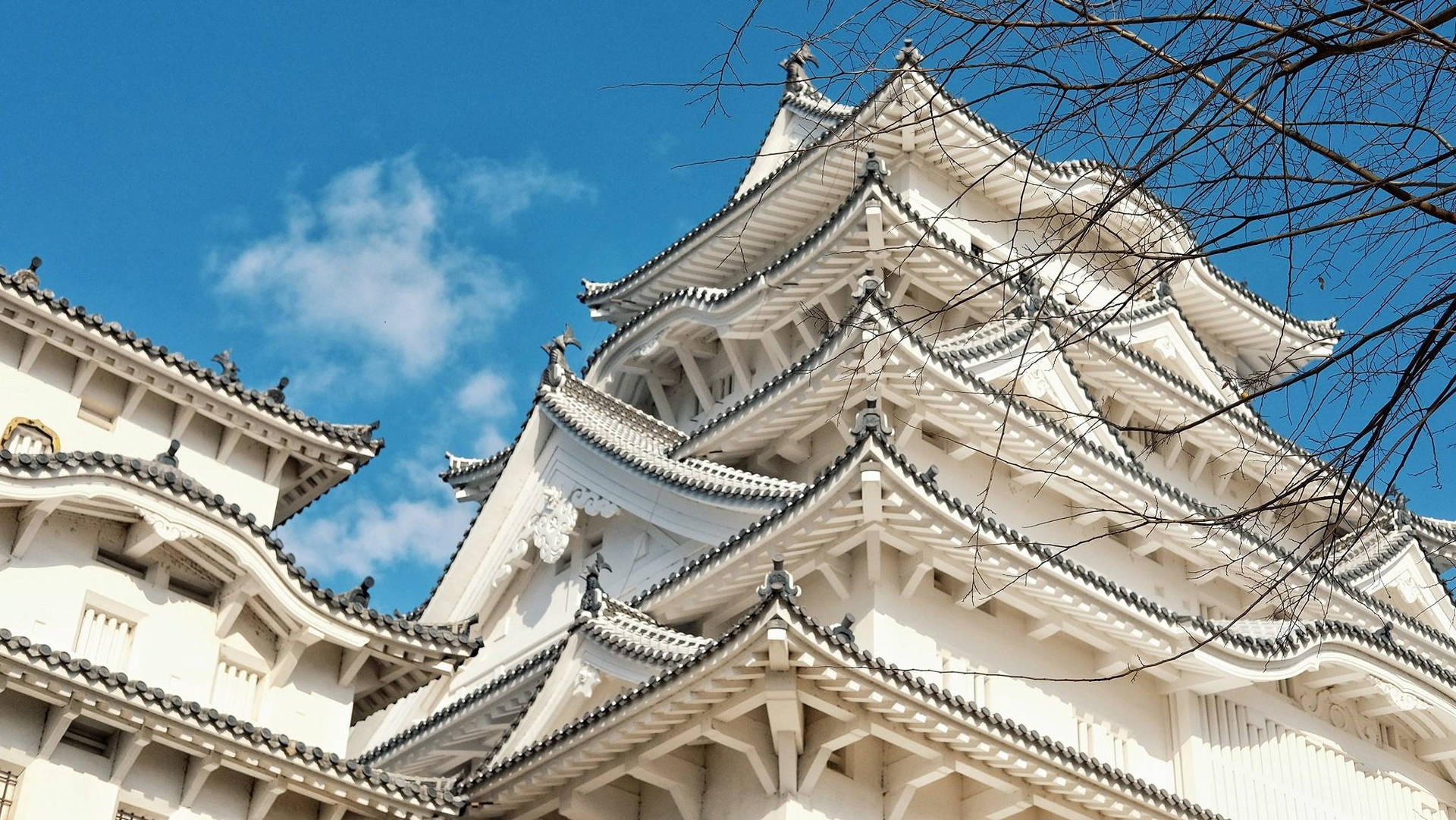 Himeji Castle Med Udsigt Over Jorden Wallpaper