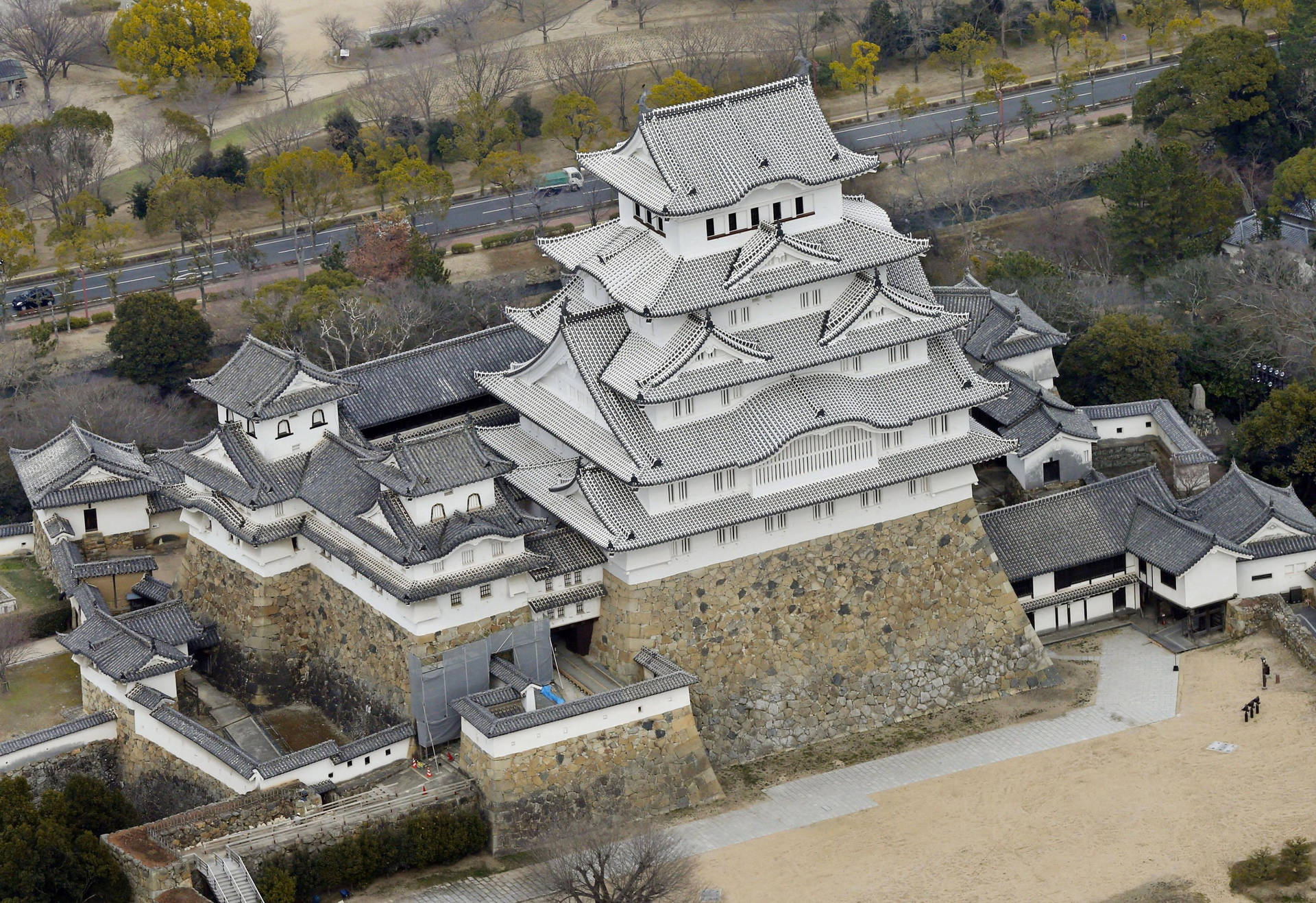 Himeji Castle Ovenfra Wallpaper