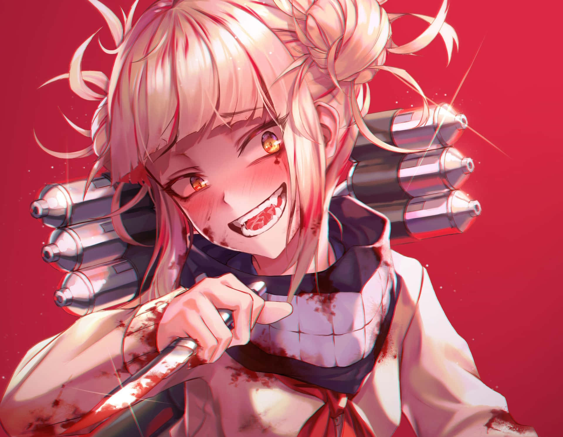 Grinning Himiko Toga Aesthetic With A Knife Wallpaper