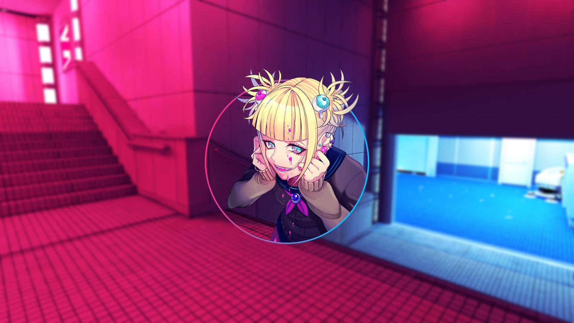 Himiko Toga Aesthetic With Red Staircases Wallpaper