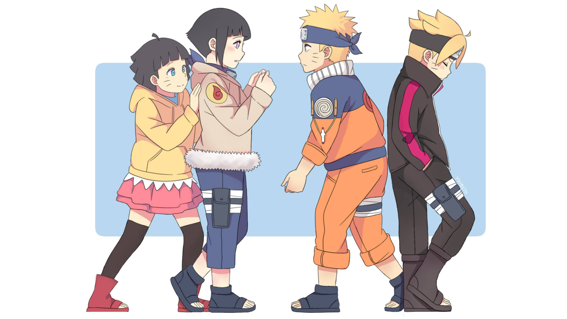 Hinata And Naruto With Children Wallpaper