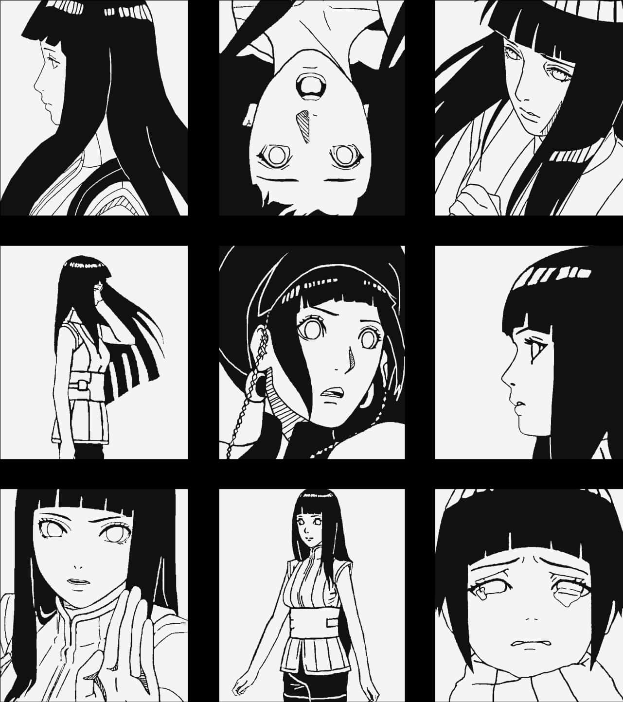 Hinata Hyuga Expressions Collage PNG