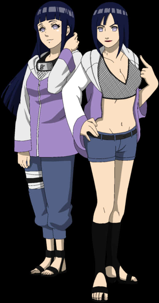 Hinata Hyuga Two Outfits PNG