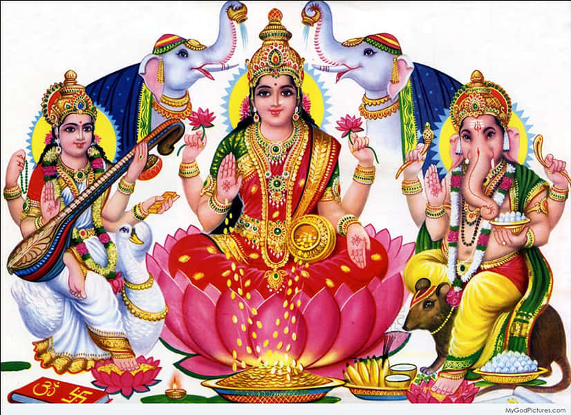 Hindu Deities Lakshmi Saraswati Ganesha PNG