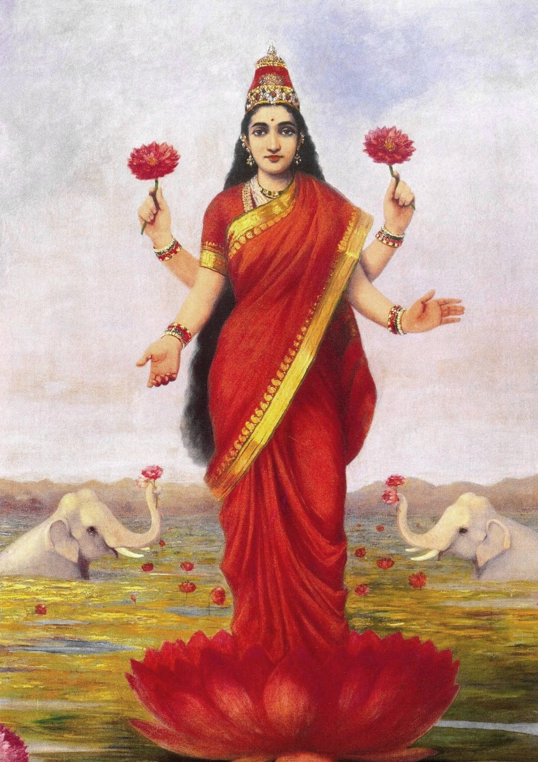 Hindu Deity Ashta Lakshmi Painting Wallpaper