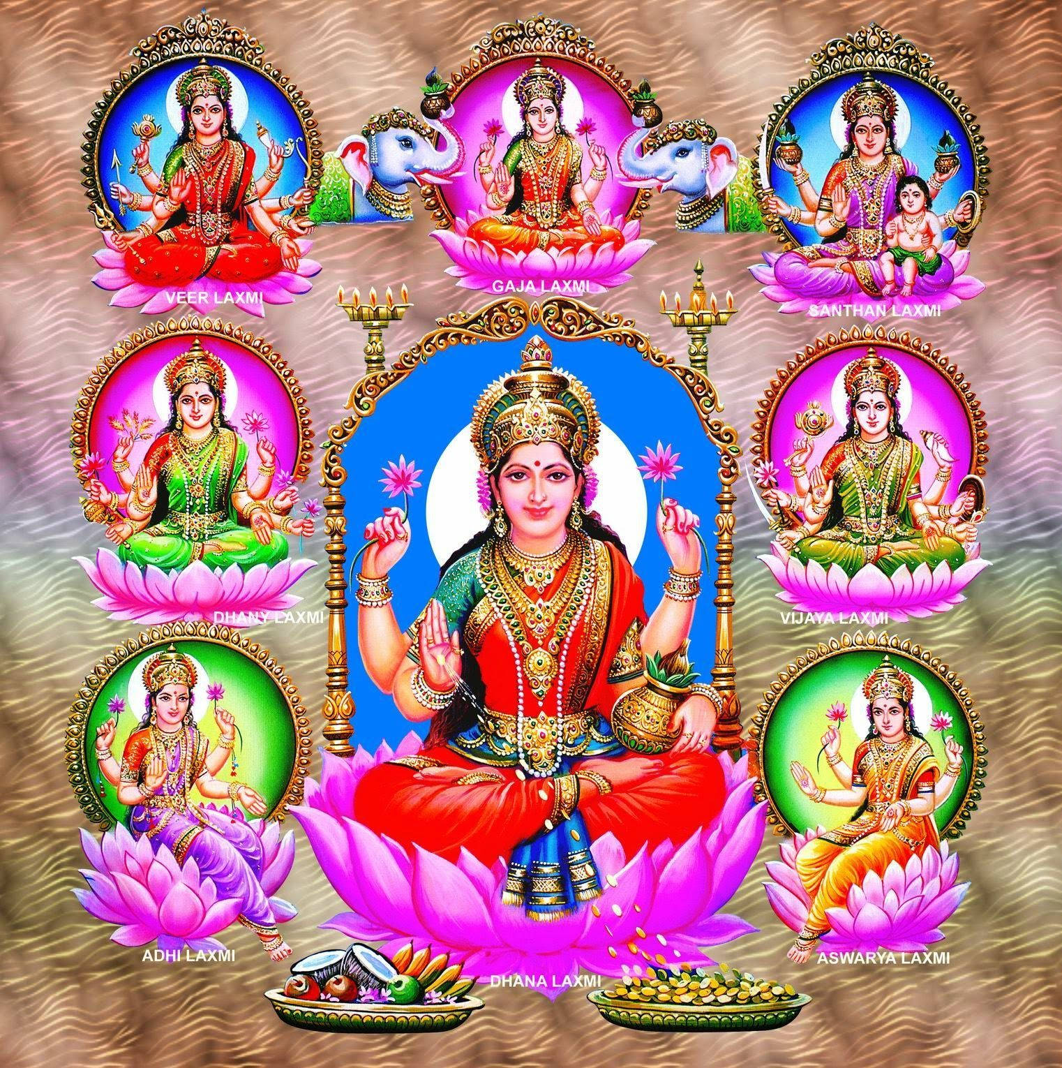 Hindu Deity Devi Ashta Lakshmi Wallpaper