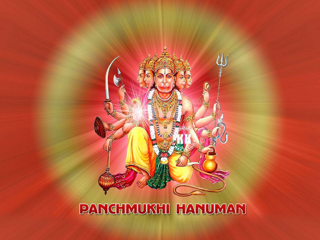 Hindu Deity Panchmukhi Hanuman Bright Palm