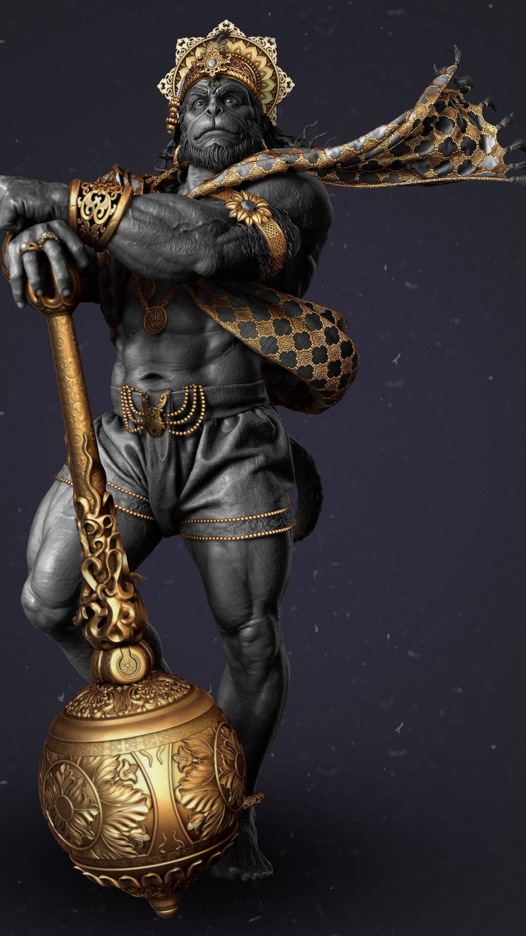 Hindu God Hanuman Black And Gold