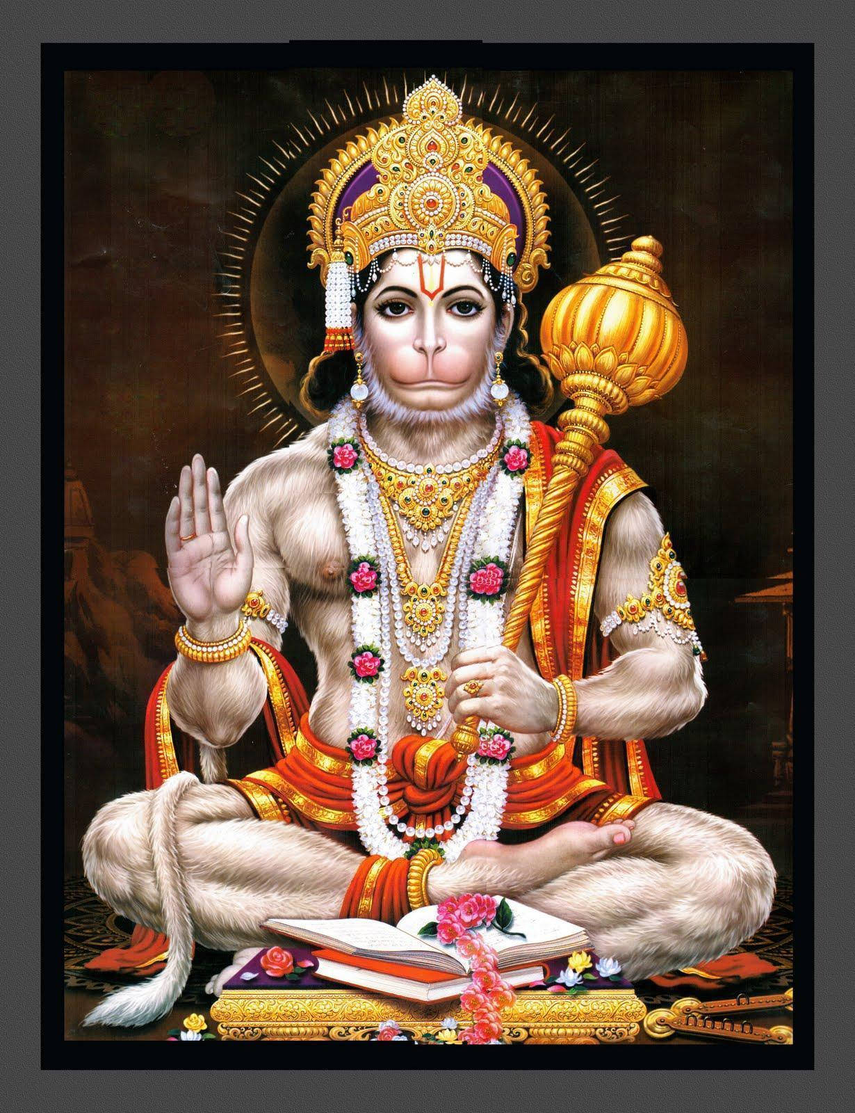 Download Hindu God Hanuman Sitting Pose Wallpaper | Wallpapers.com