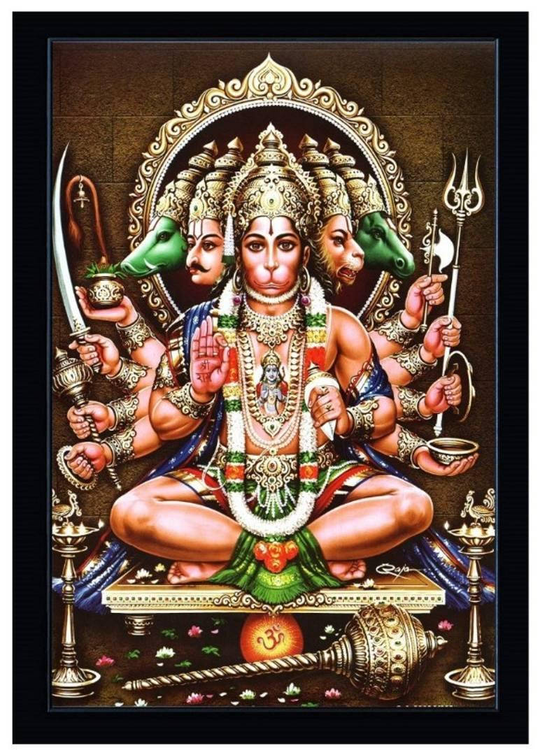 Hindu God Panchmukhi Hanuman In Throne