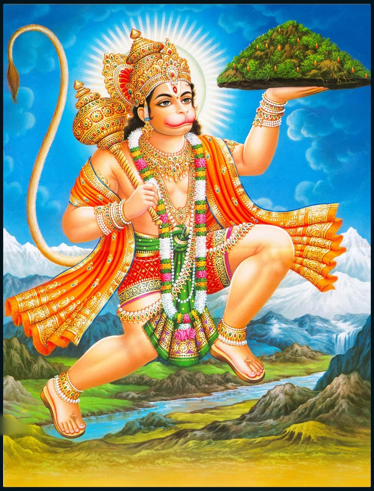 Hinduiskaguden Hanuman Bergsbild