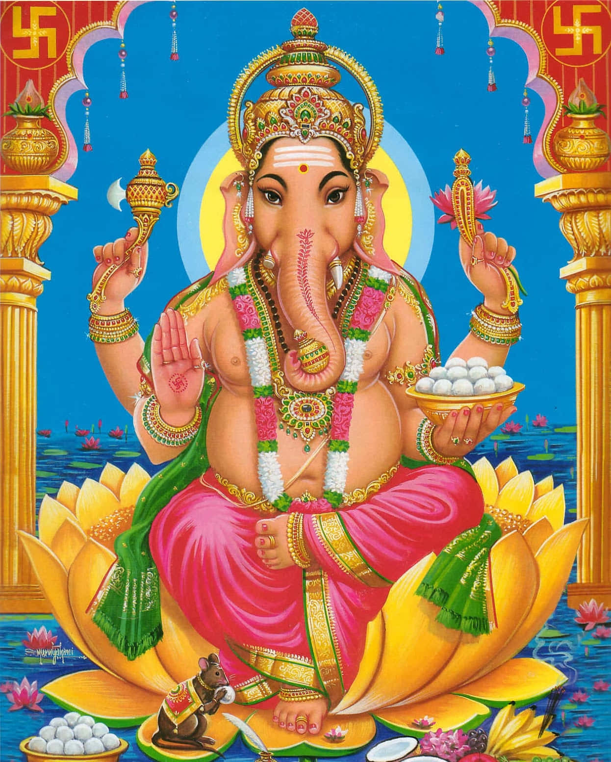 Hinduiskagud Hanuman Lotus Bild.