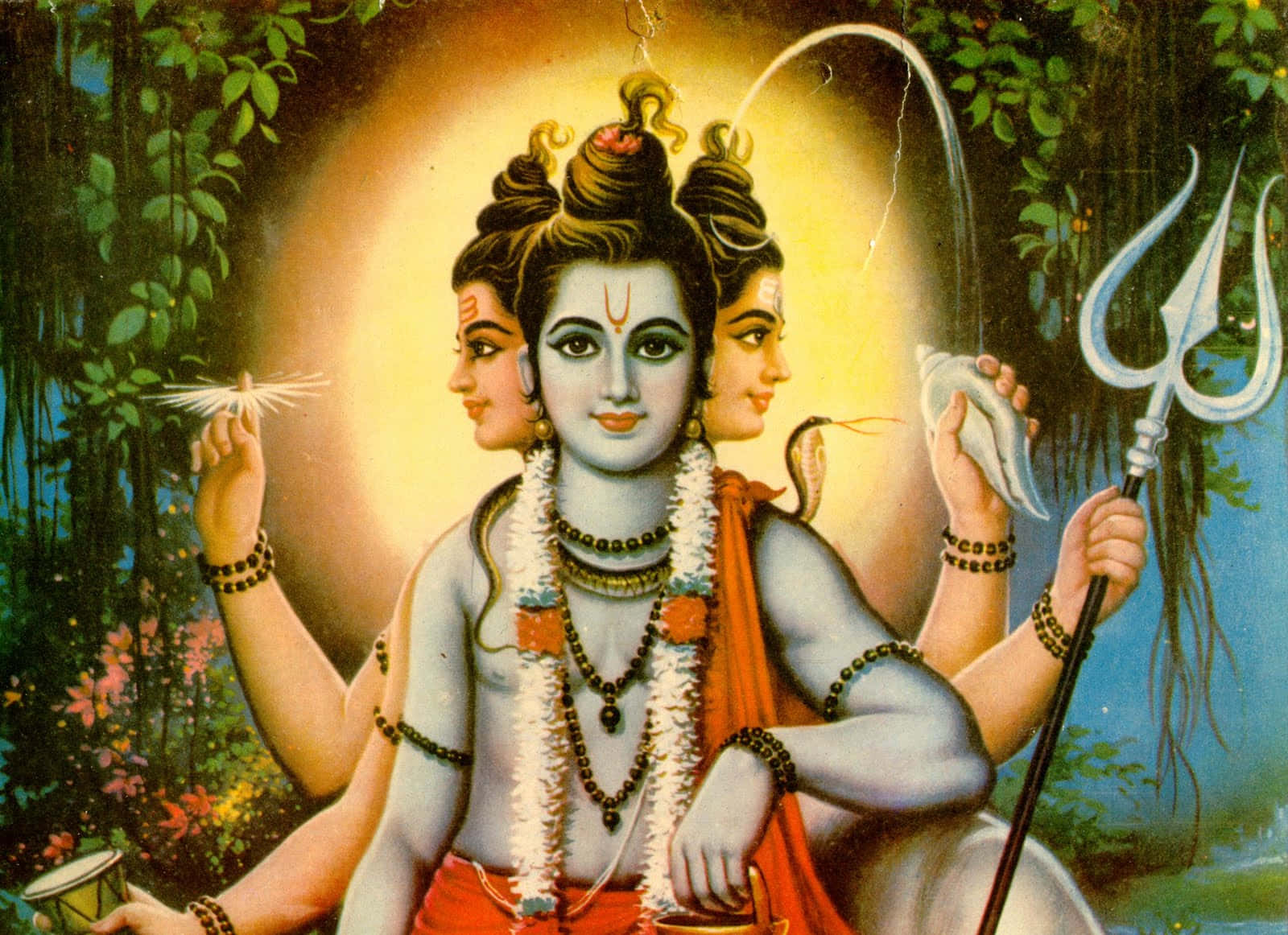Hinduiskaguden Dattatreya Trinity-bild.