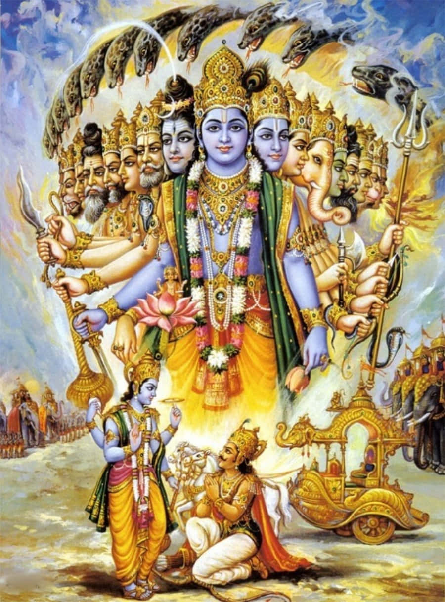 Hinduistiskaguden Vishvarupas Bild