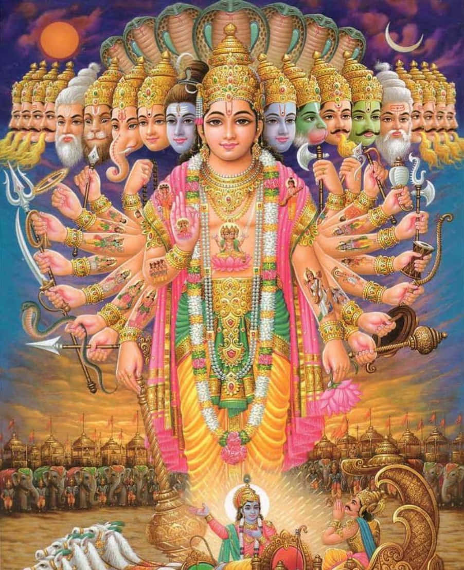 Immaginedi Vishnu, Il Dio Indù A Testa Multipla.
