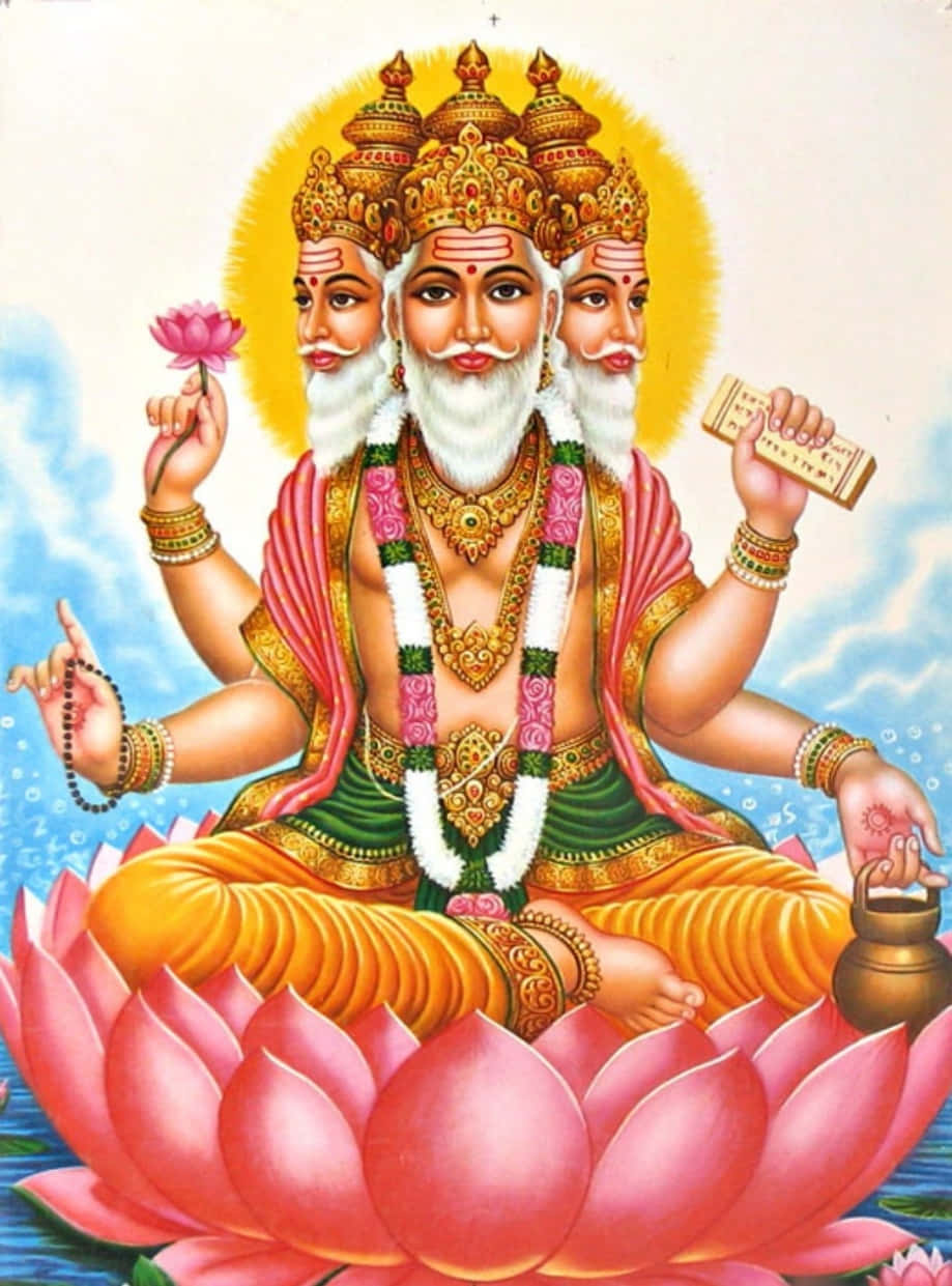 Three Headed Hindu God Brahma Picture