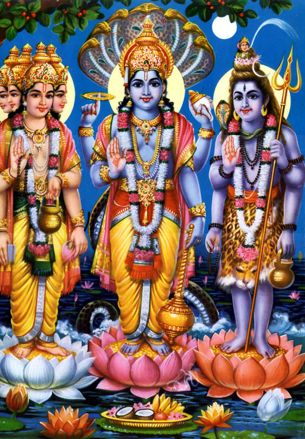 Hindugudarna Brahma, Vishnu Och Maheshwara Bild