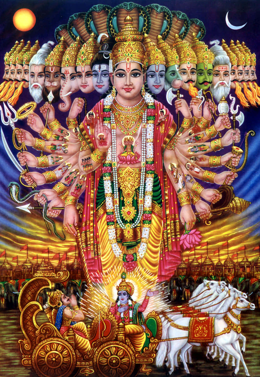 Hinduiskaguden Vishvarupa Bild.