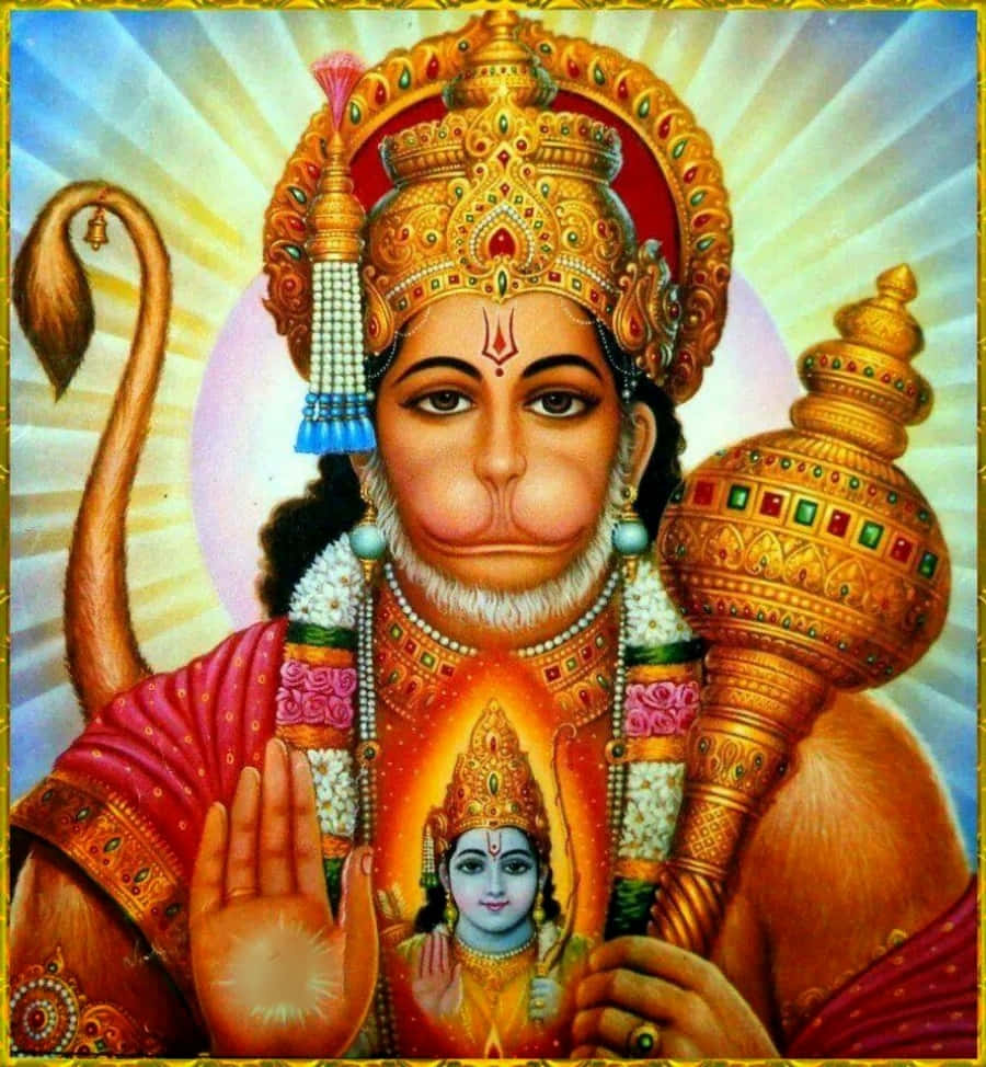Immaginedel Dio Hindu Hanuman Con Mazza