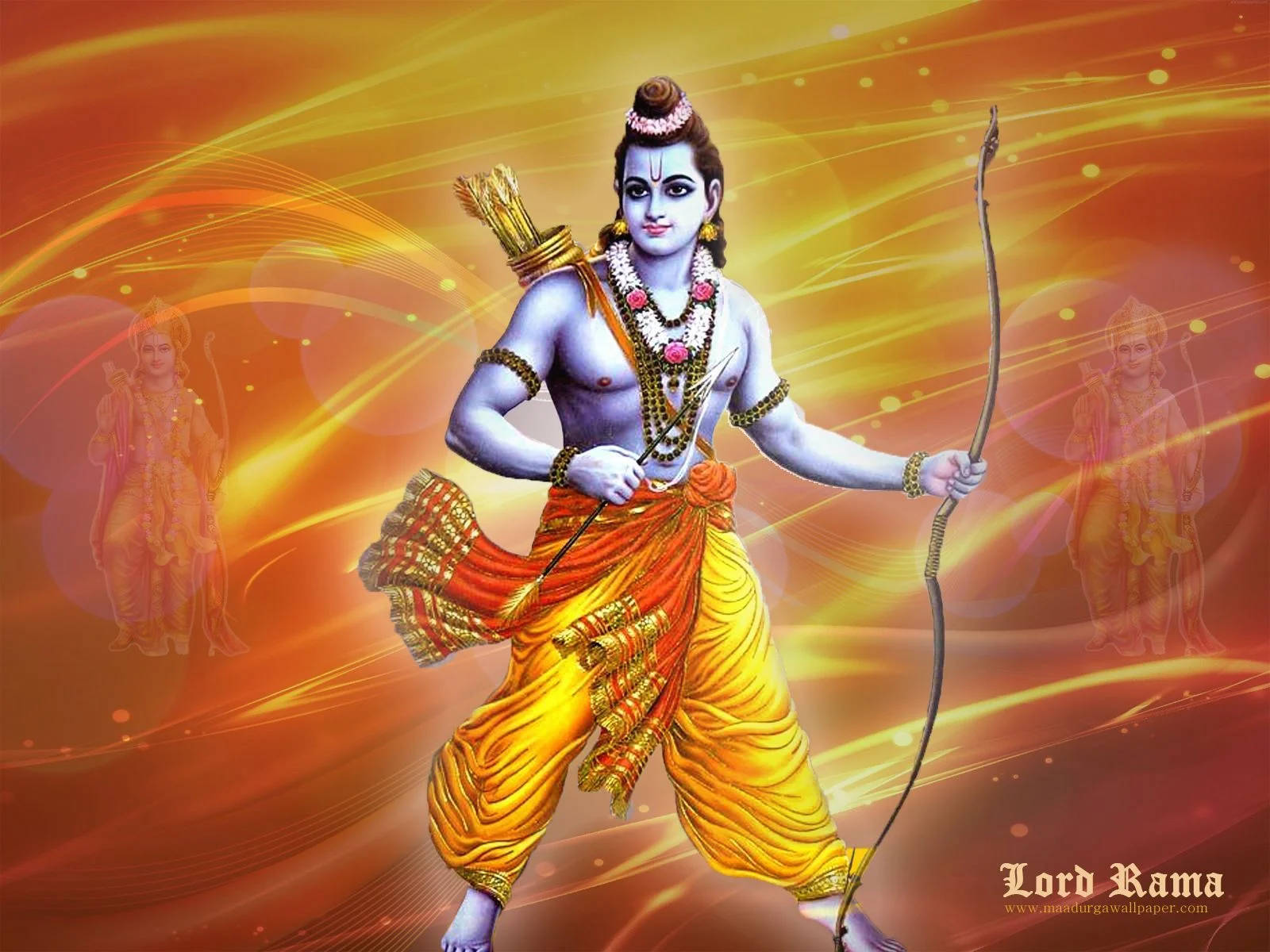 Dio Indù Ram Ji In Arancione Estetico Sfondo