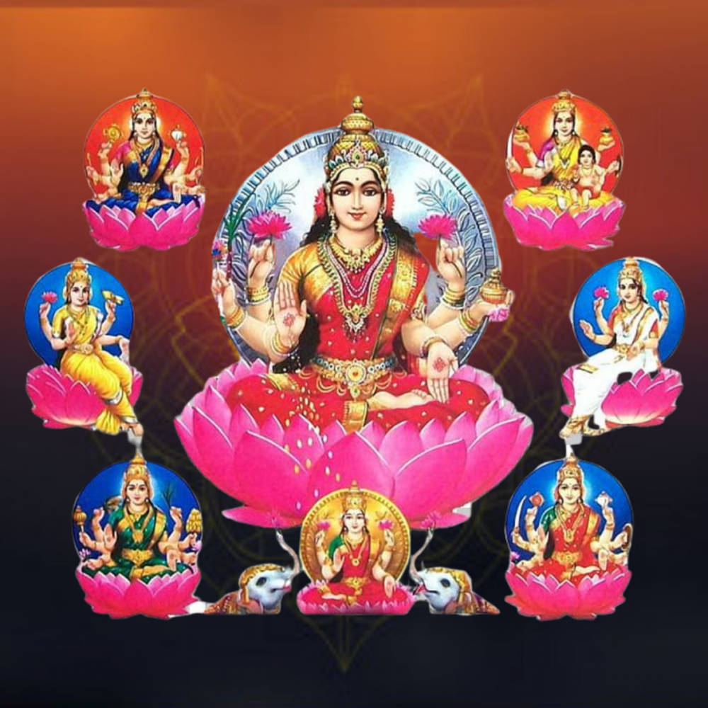 Hindu Goddess Ashta Lakshimi Gradient Design Wallpaper