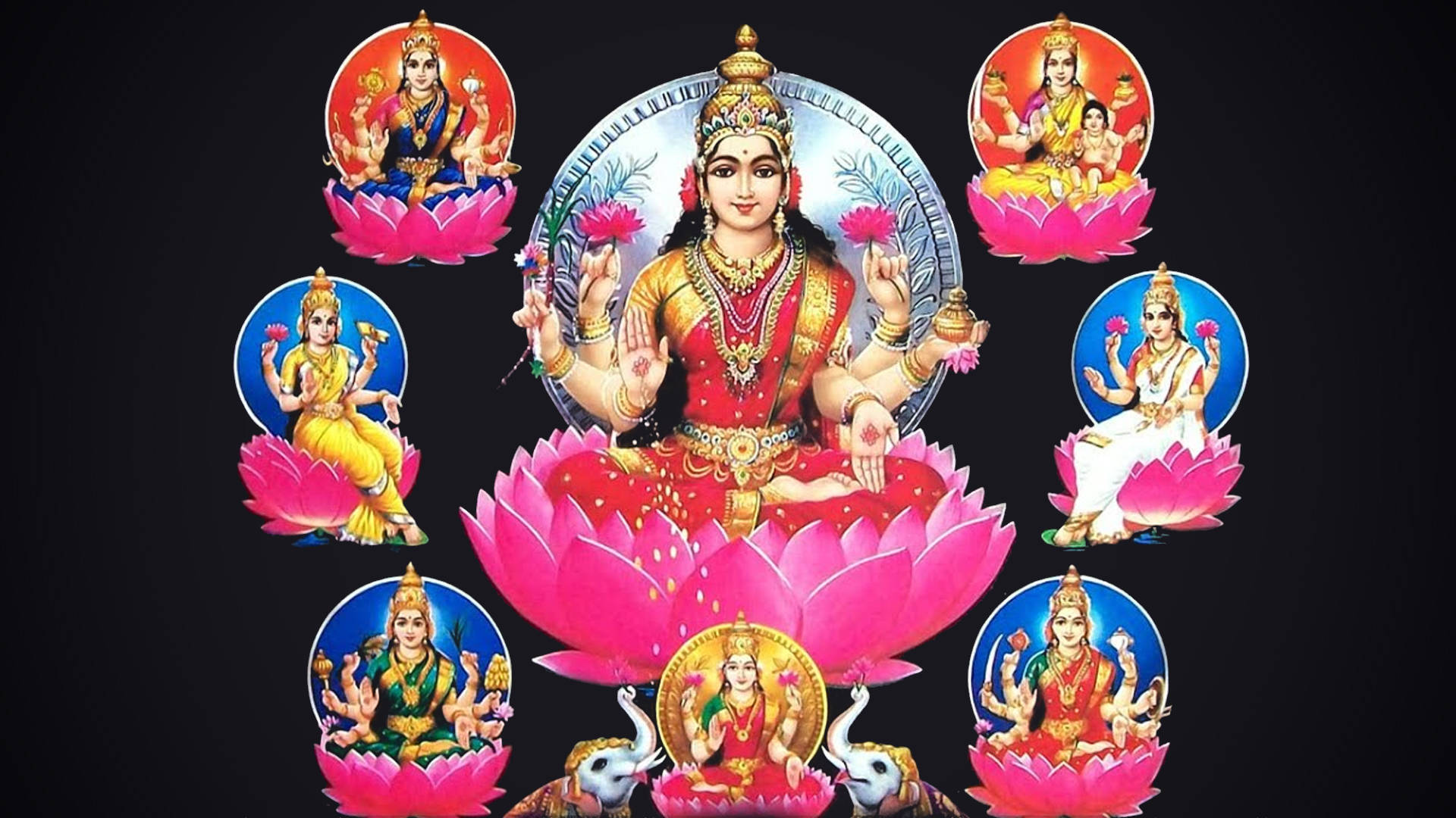 Pósterde La Diosa Hindú Ashta Lakshmi Fondo de pantalla