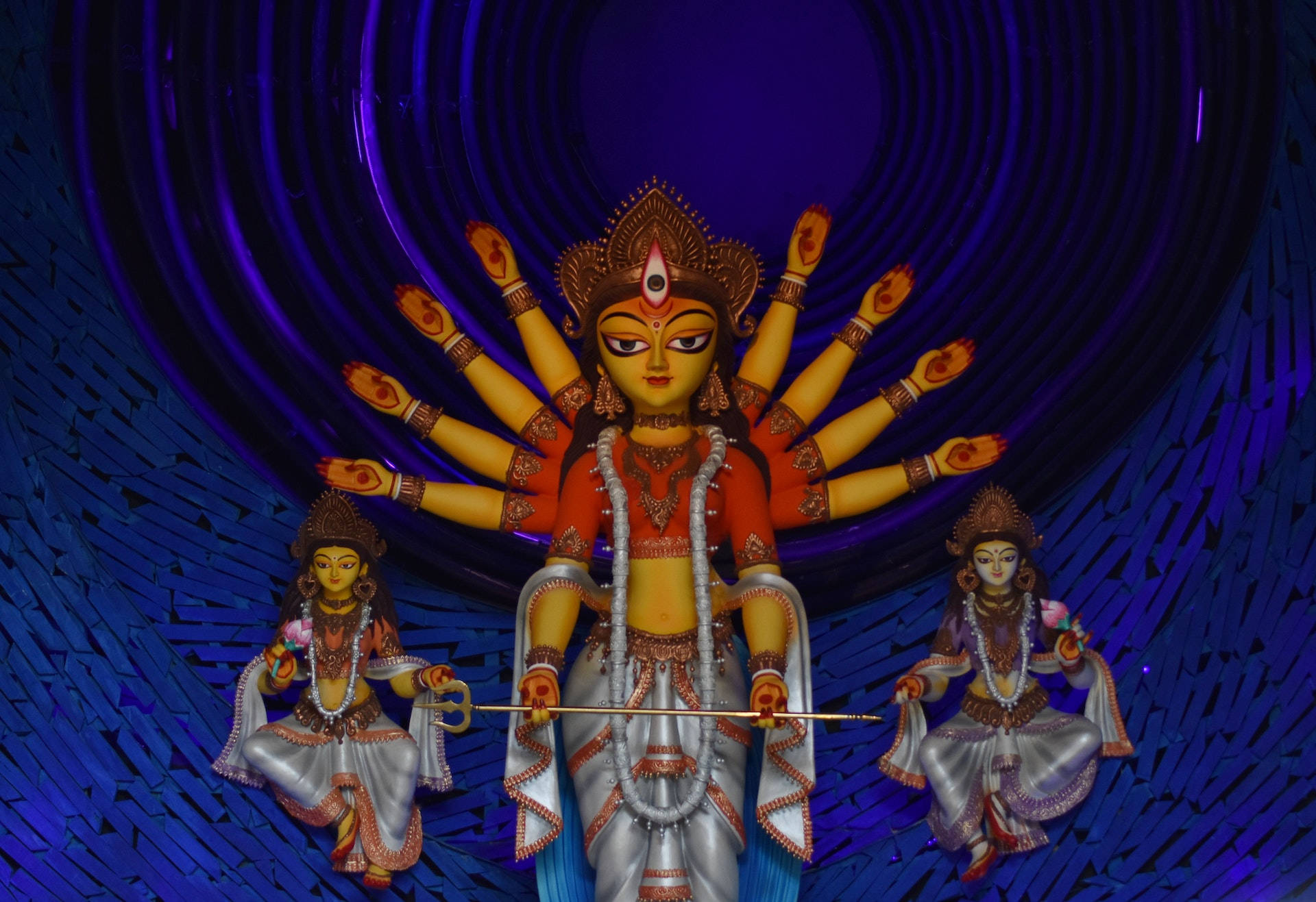 Hinduiskgudinna Durga Blå Wallpaper