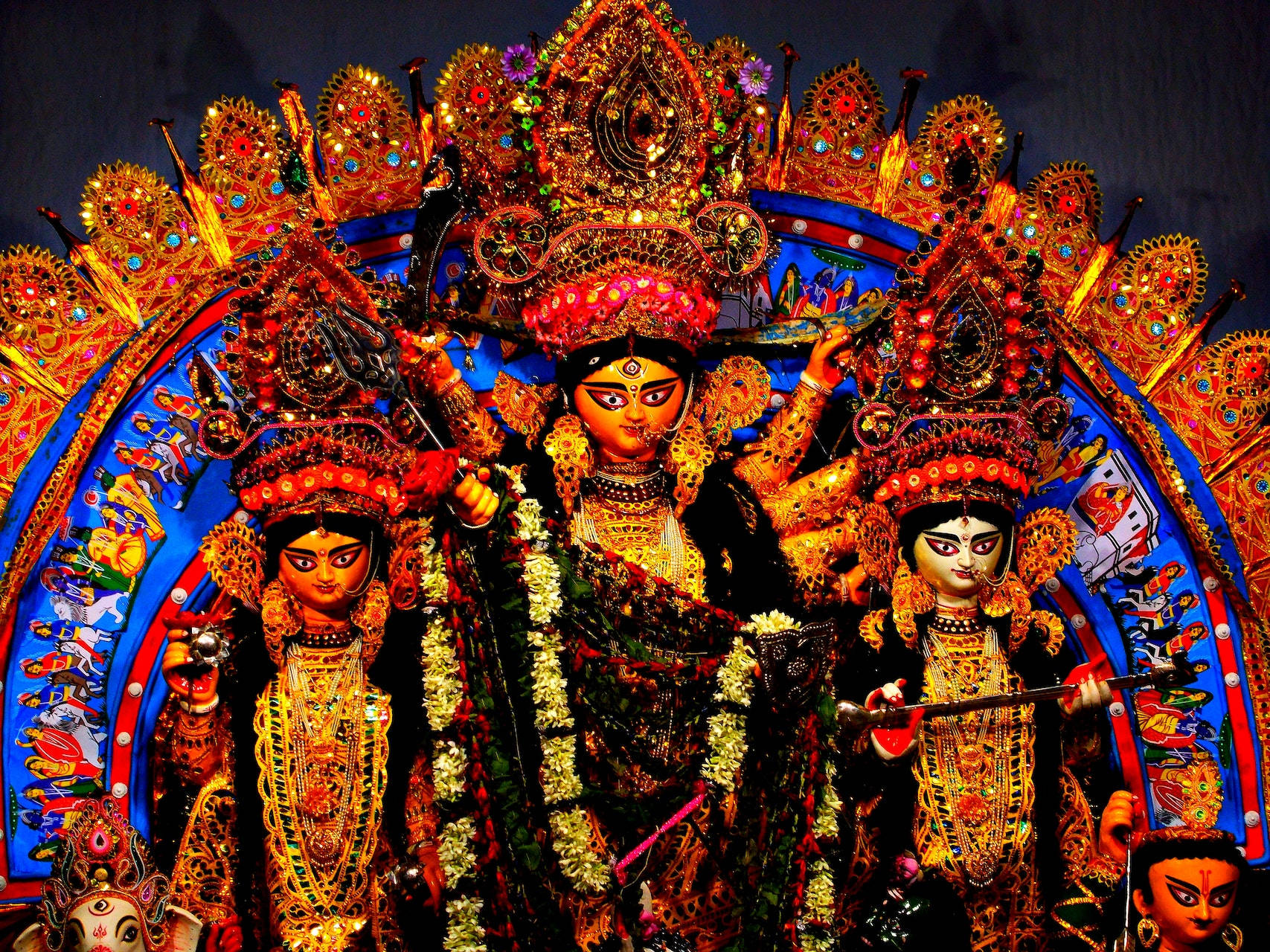 Denne øjenfangende tapet har Gudinden Durga som adornment. Wallpaper