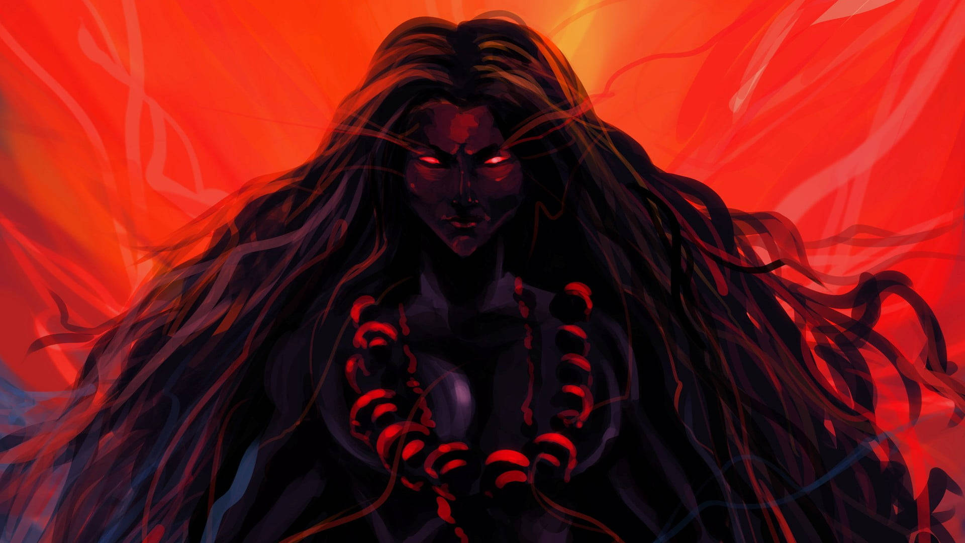 Hindu Goddess Kali Dark Illustration Wallpaper