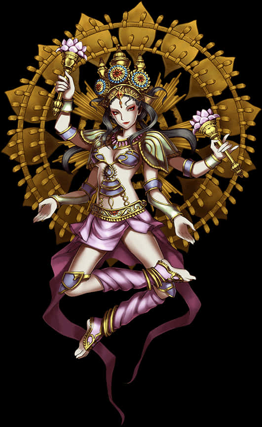 Hindu Goddess Lakshmi Illustration PNG