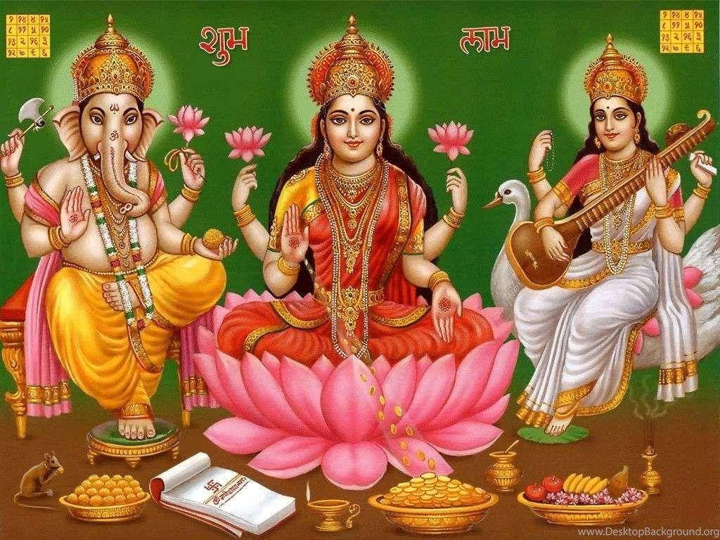 Download Hindu Goddess Lakshmi Saraswati Ganesh Wallpaper 