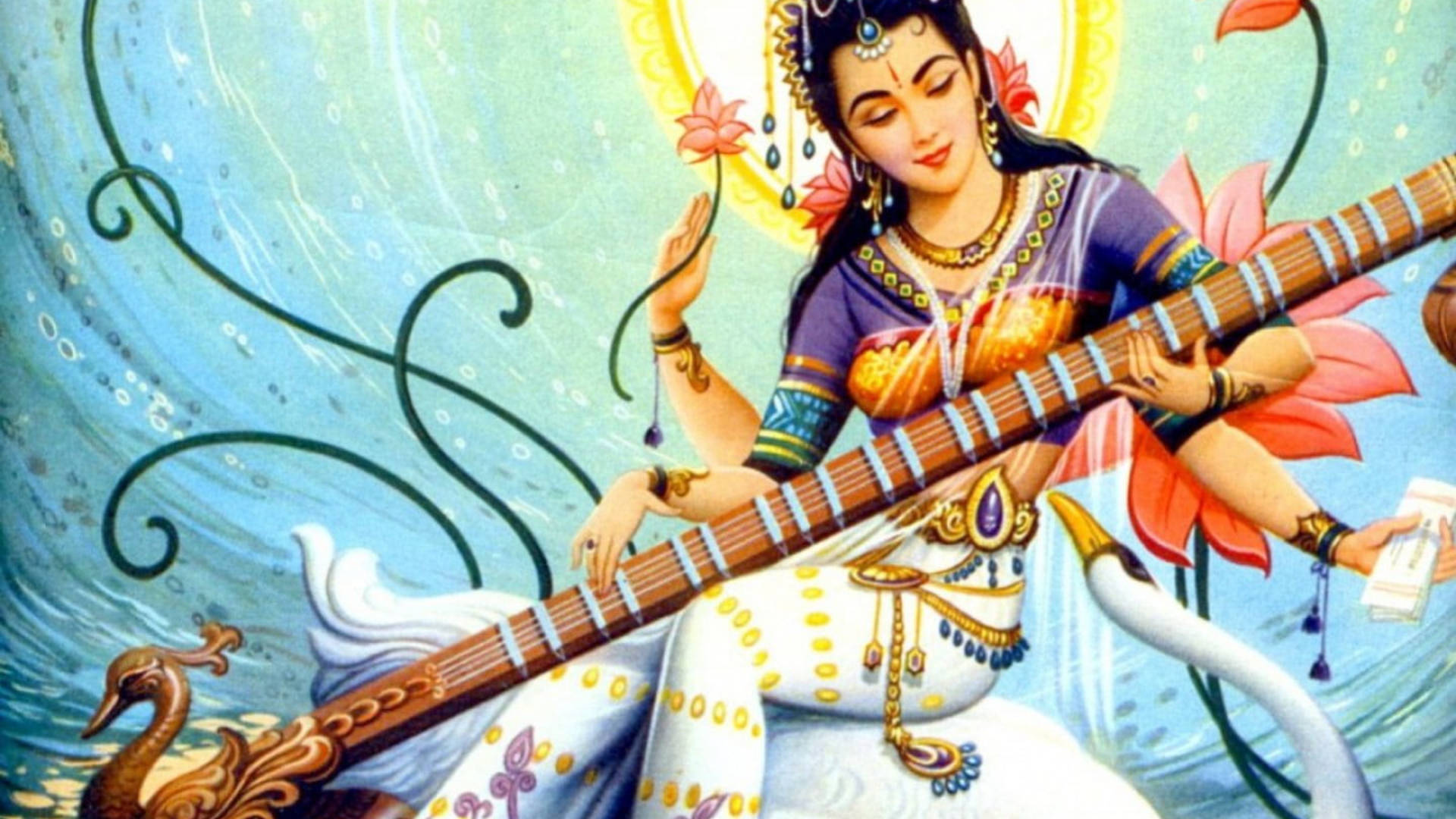 Hinduiskgudinna Saraswati Wallpaper