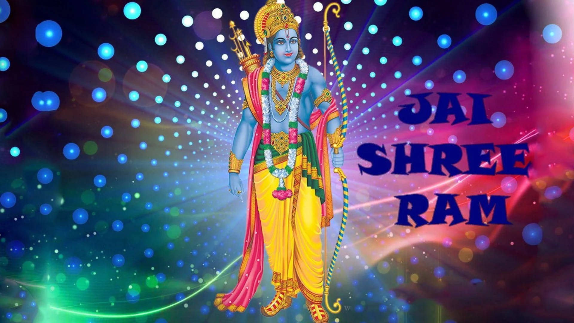 Hinduiskalord Ram Ji Med Blåa Ljus Wallpaper