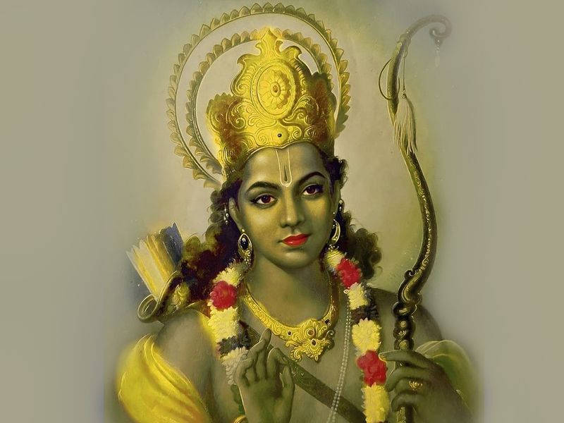 Hinduistischerheiliger Ram Ji Mit Krone Wallpaper