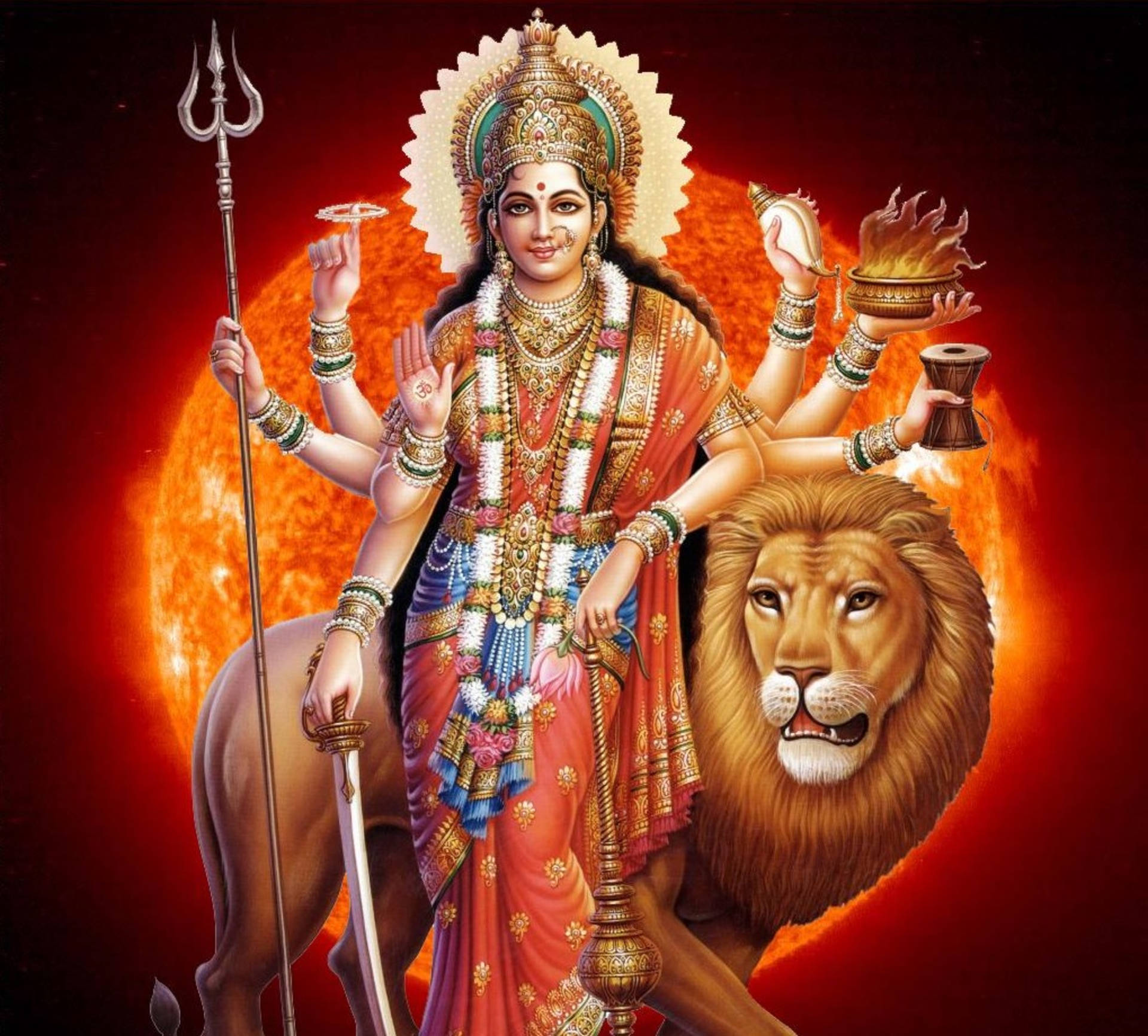 Hindu Shakti Gudinde Af Kvindelighed Wallpaper