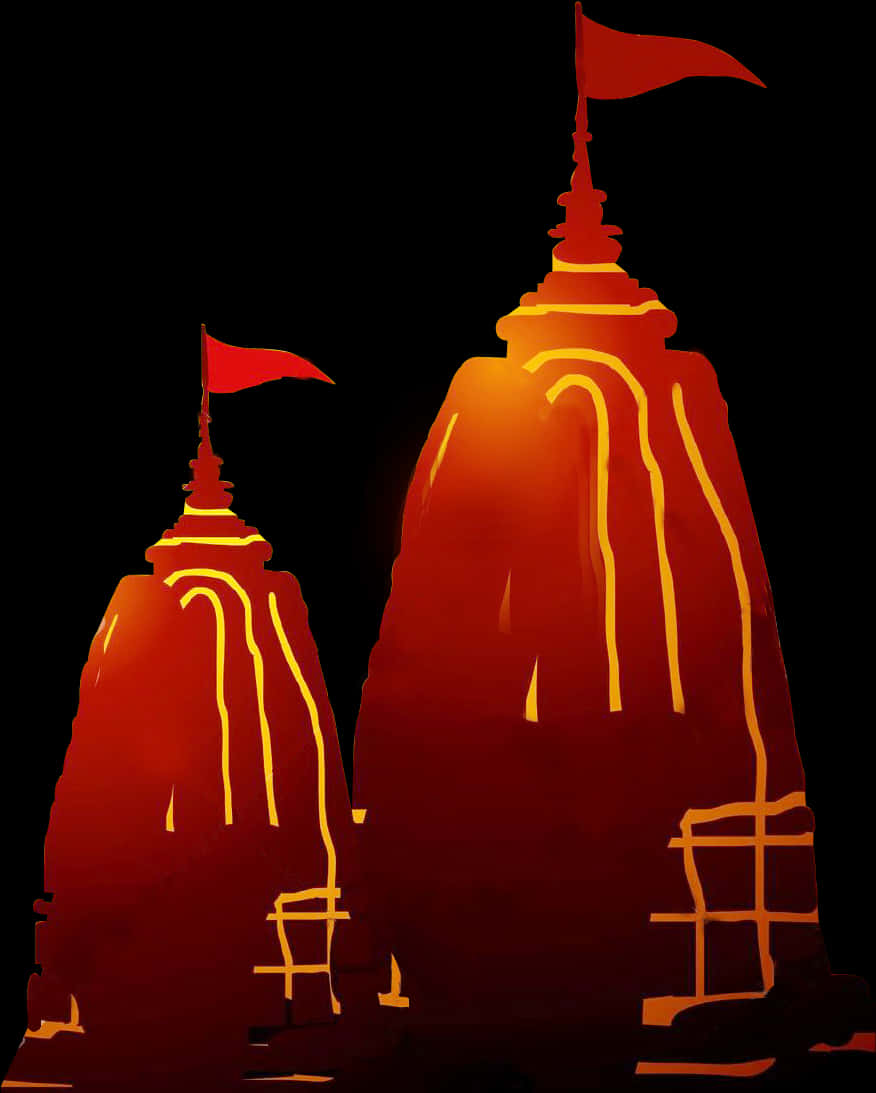 Hindu Temple Silhouette Art PNG
