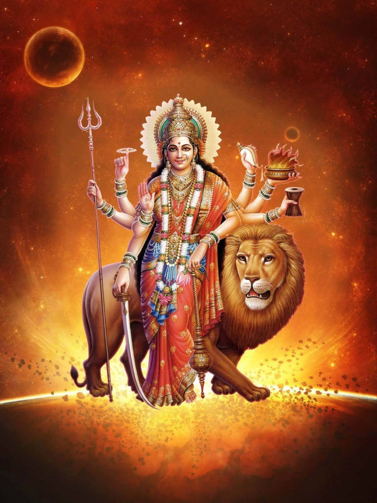 Hinduistisk Gudinde I Shakti Guddom Wallpaper
