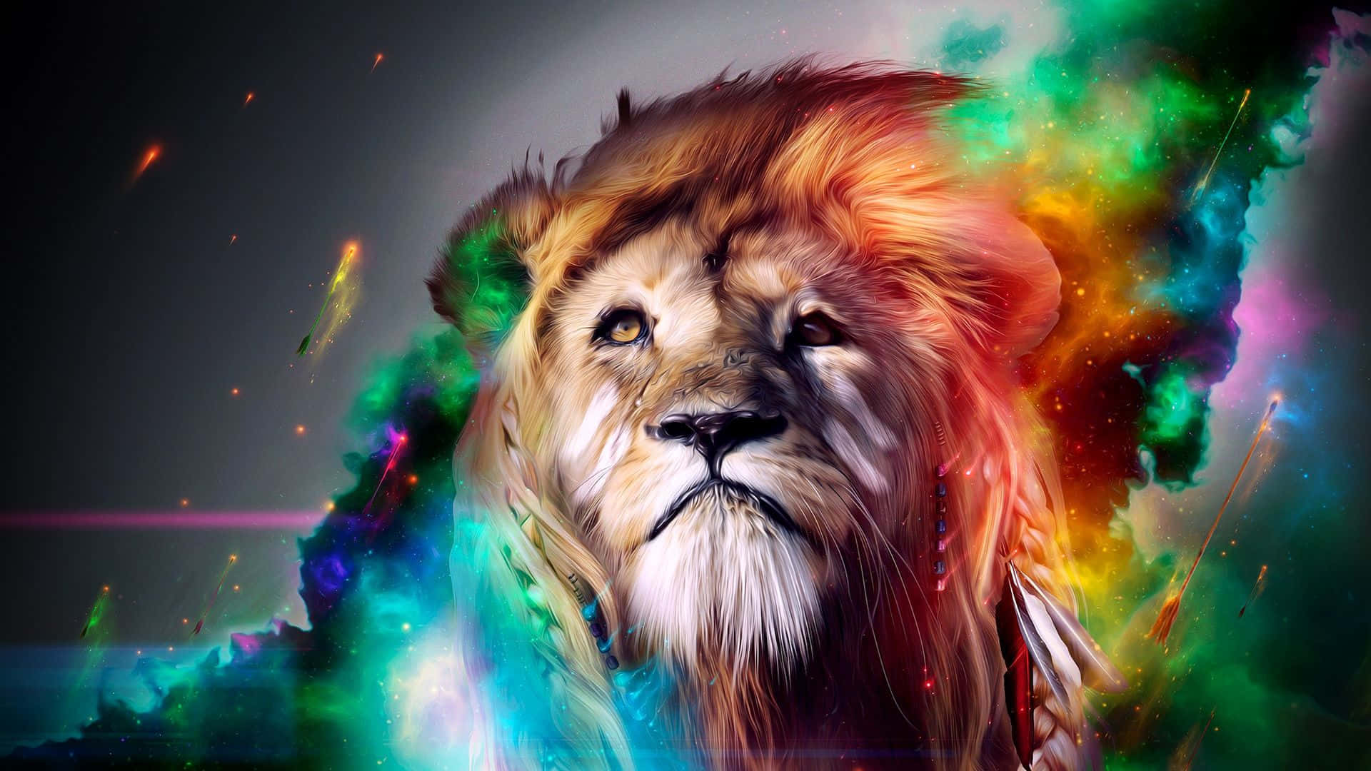 Hintergrundmit Einem Galaxy Löwen
