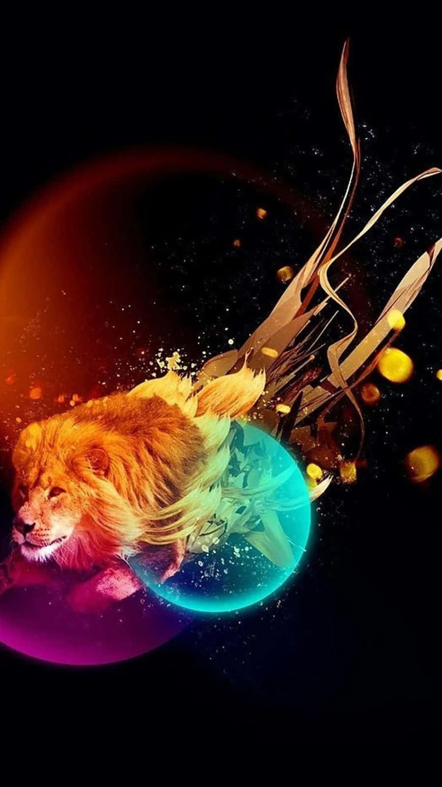 Hintergrundmit Einem Löwen Im Galaxy-stil