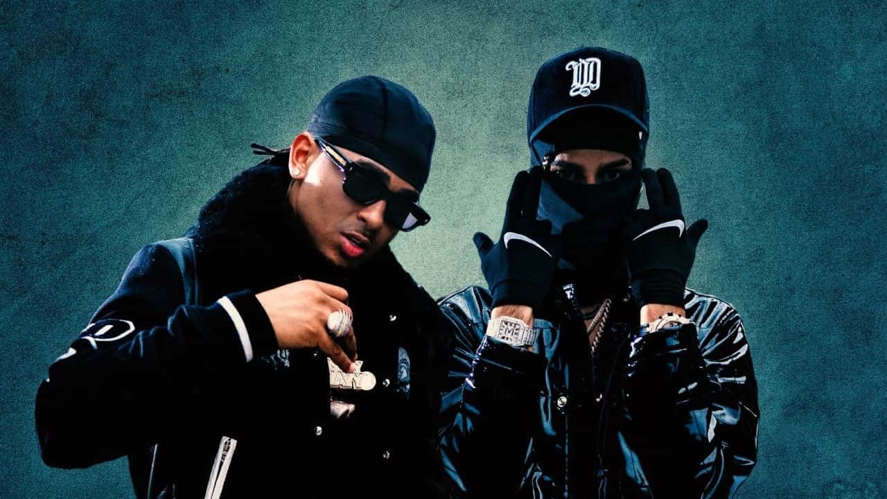 Hip Hop Duo Pose_ Gritty Background Wallpaper