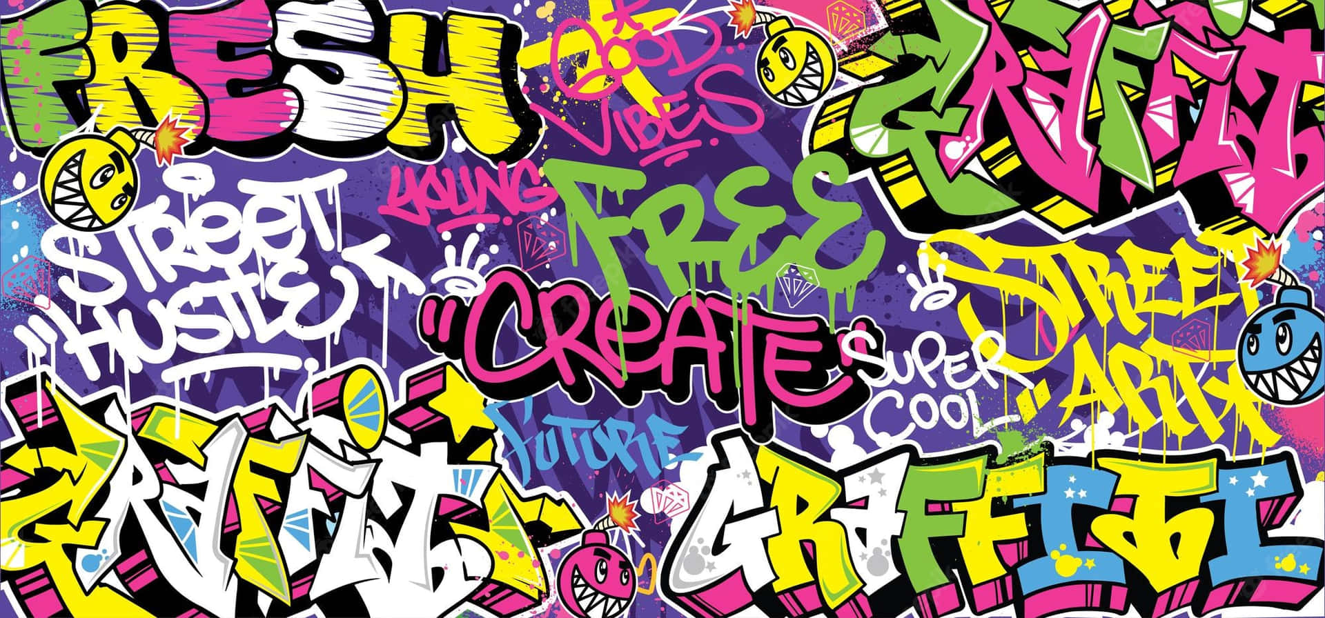 Coloridosgraffitis De Hip Hop Muestran El Arte Callejero. Fondo de pantalla