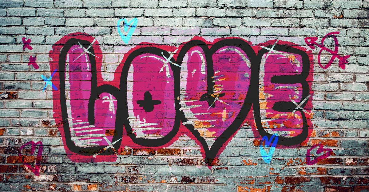 Amorde Hip Hop Com Arte De Grafitti. Papel de Parede