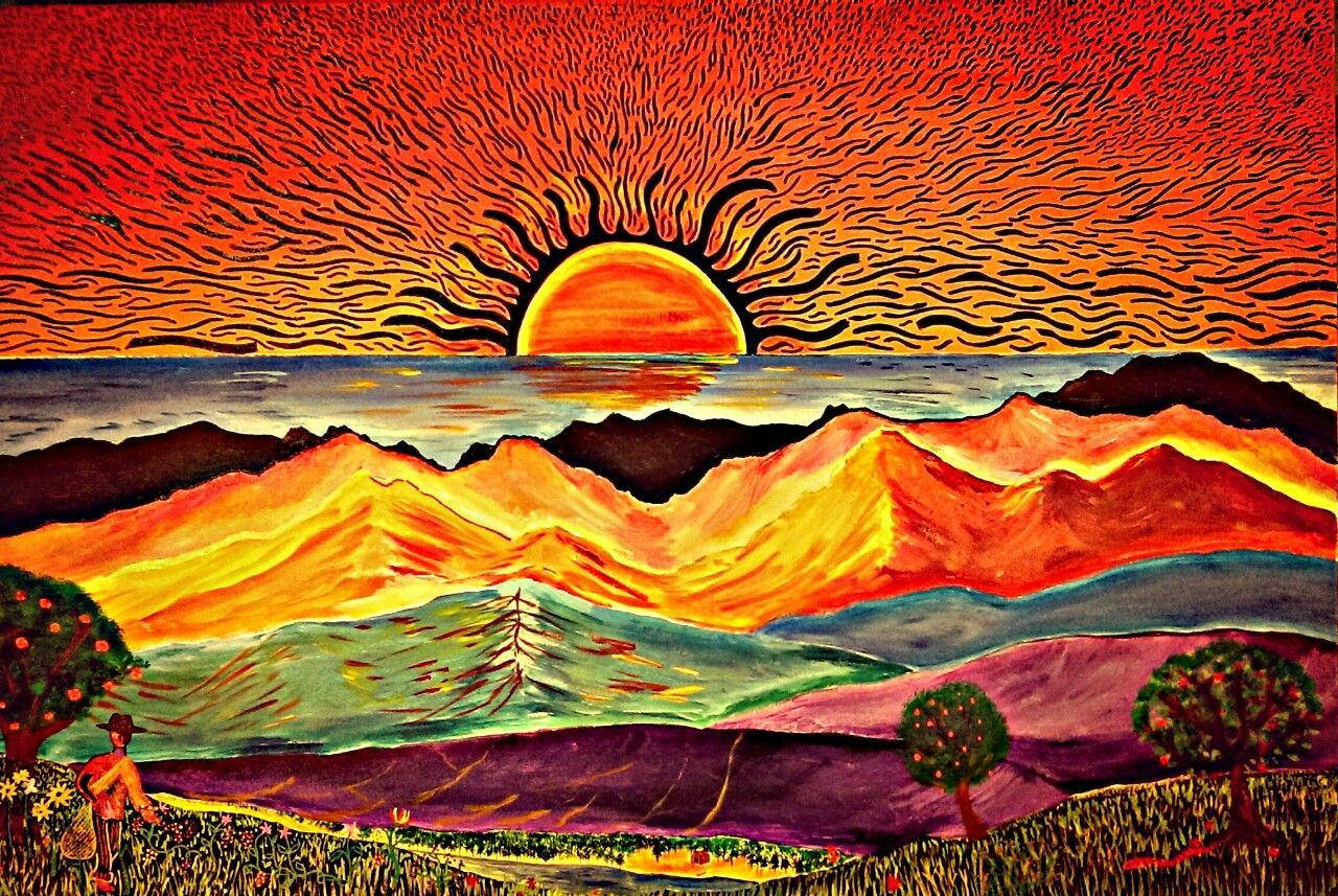 Sunset Hippie Aesthetic Laptop Wallpaper