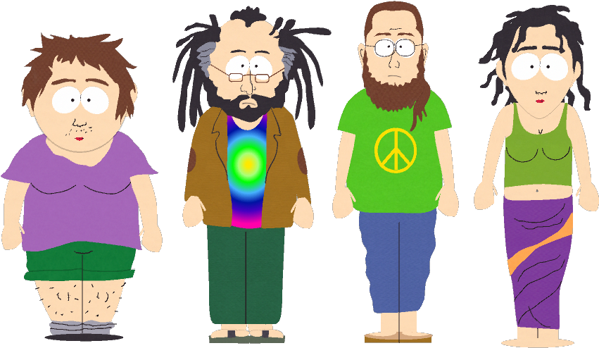 Hippie Character Lineup PNG