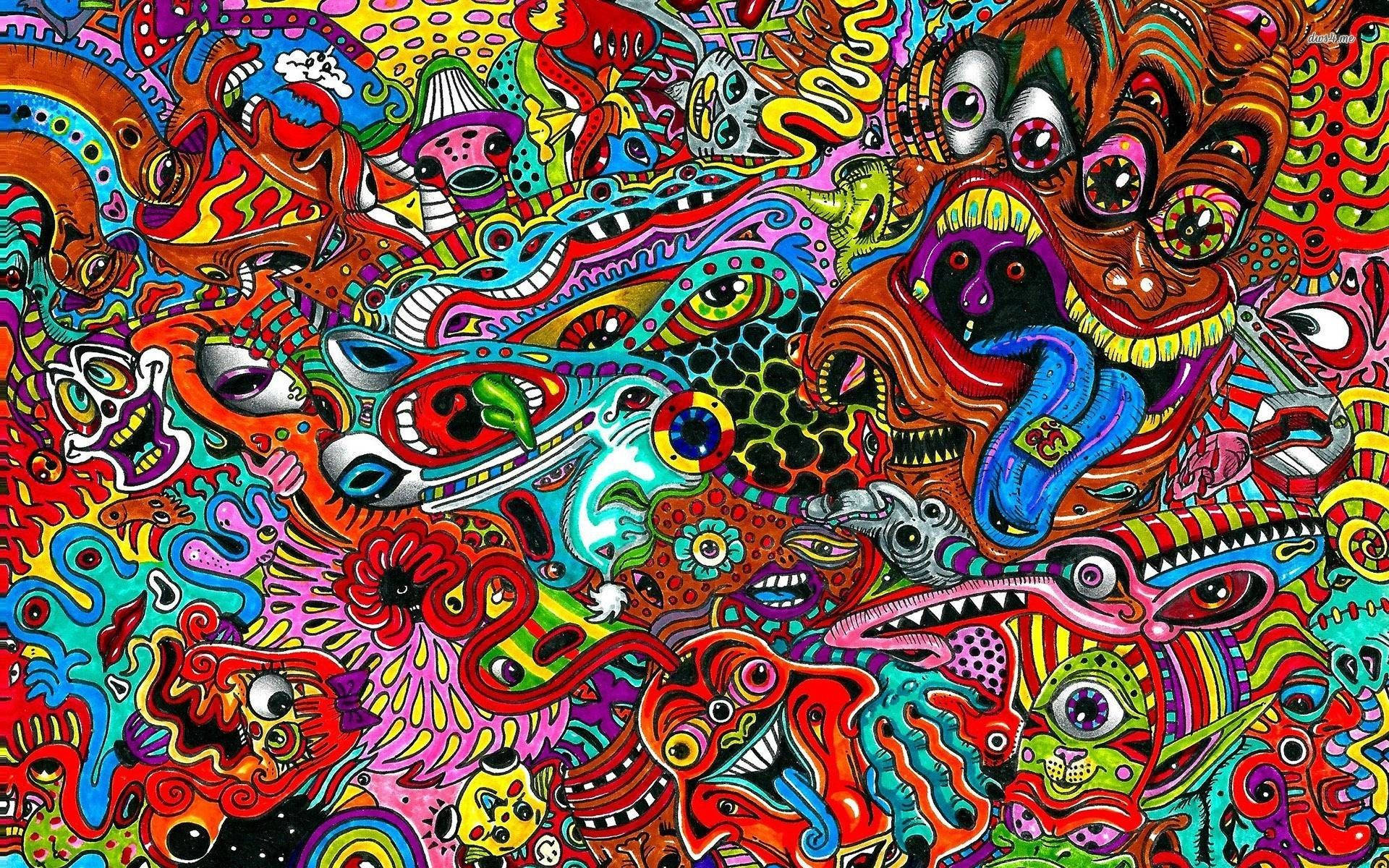 Hippie Coloured Monster Faces