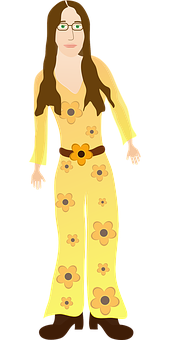 Hippie Fashion Cartoon Character PNG