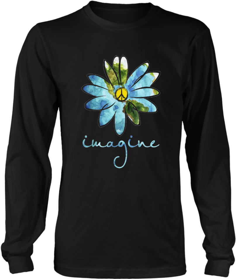 Hippie Imagine Peace Flower Long Sleeve Shirt PNG