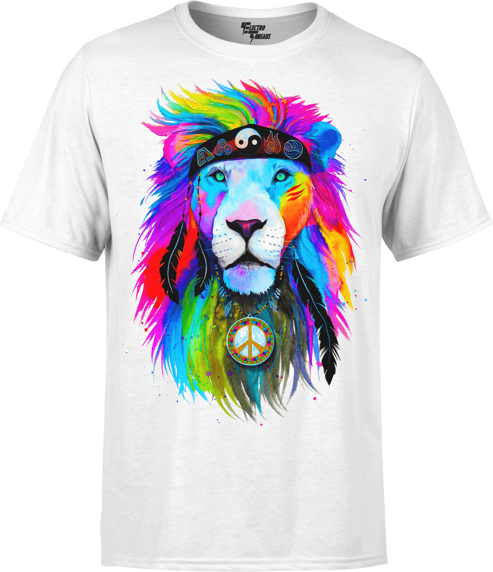 Hippie Lion T Shirt Design PNG